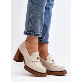 Zazoo 20169 Beige Skor med hög klack i läder 2