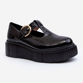 Zazoo 20102 Fashionabla lackskor på en massiv plattform, svarta 1