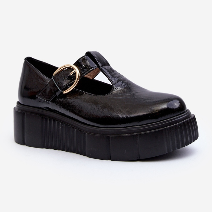 Zazoo 20102 Fashionabla lackskor på en massiv plattform, svarta 1