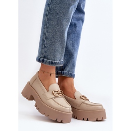 Zazoo 20164 Loafers för kvinnor gjorda av naturligt läder, beige 2