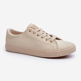 Klassiska sneakers i läder för kvinnor Beige Misima 2