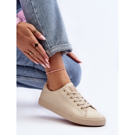 Klassiska sneakers i läder för kvinnor Beige Misima 1