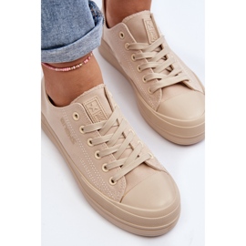 Sneakers i beige tyg för damer Staneva 1