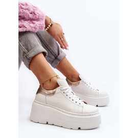 Zazoo 10165 Sportskor för kvinnor på en massiv plattform, vit 1