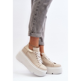 Zazoo 10165 Sportskor för kvinnor på en massiv plattform, Beige 1