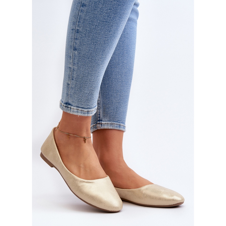 Läder Classic Ballerina Pumps Gold Stacee gyllene 2