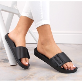 Svarta strandtofflor i skum, dam Big Star FF274A389 2