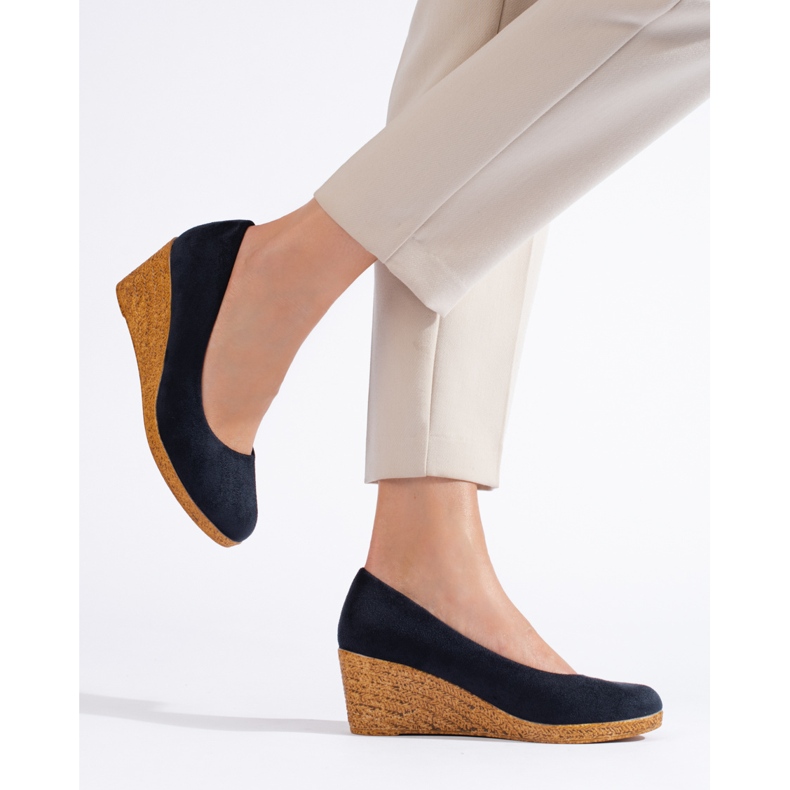 Marinblå wedge pumps 1