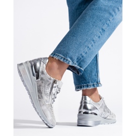 Silver läder wedge sneakers 2