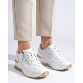 Vita wedge sneakers i läder 2