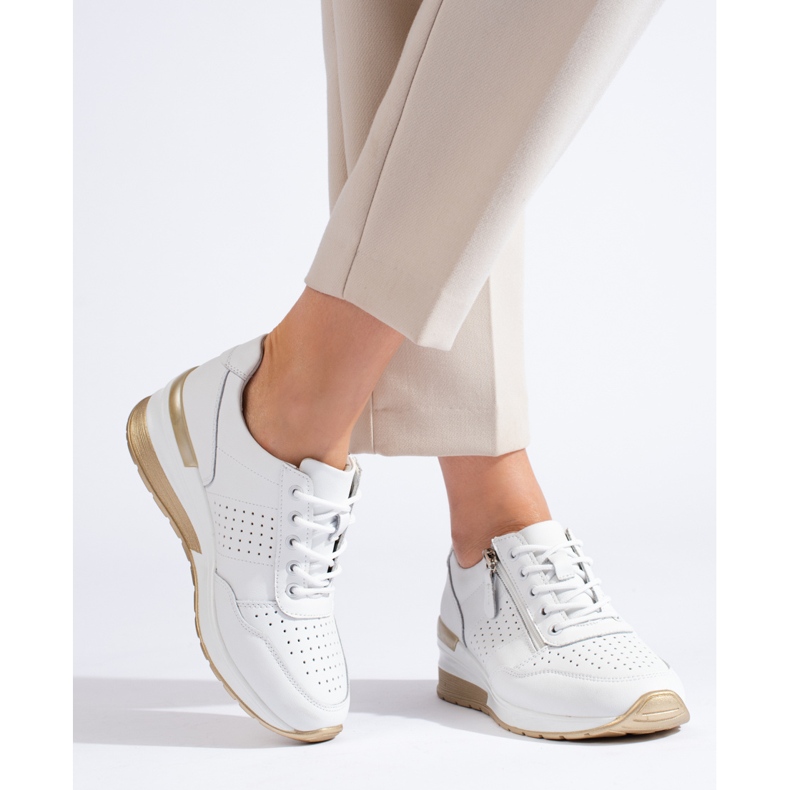 Vita wedge sneakers i läder 1
