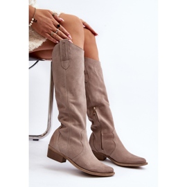 Zazoo 3427 Mocka Cappuccino Cowboystövlar för kvinnor beige 1