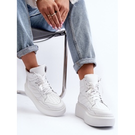 Zazoo 3392/X Sportskor i läder för kvinnor på plattformen, vit 1