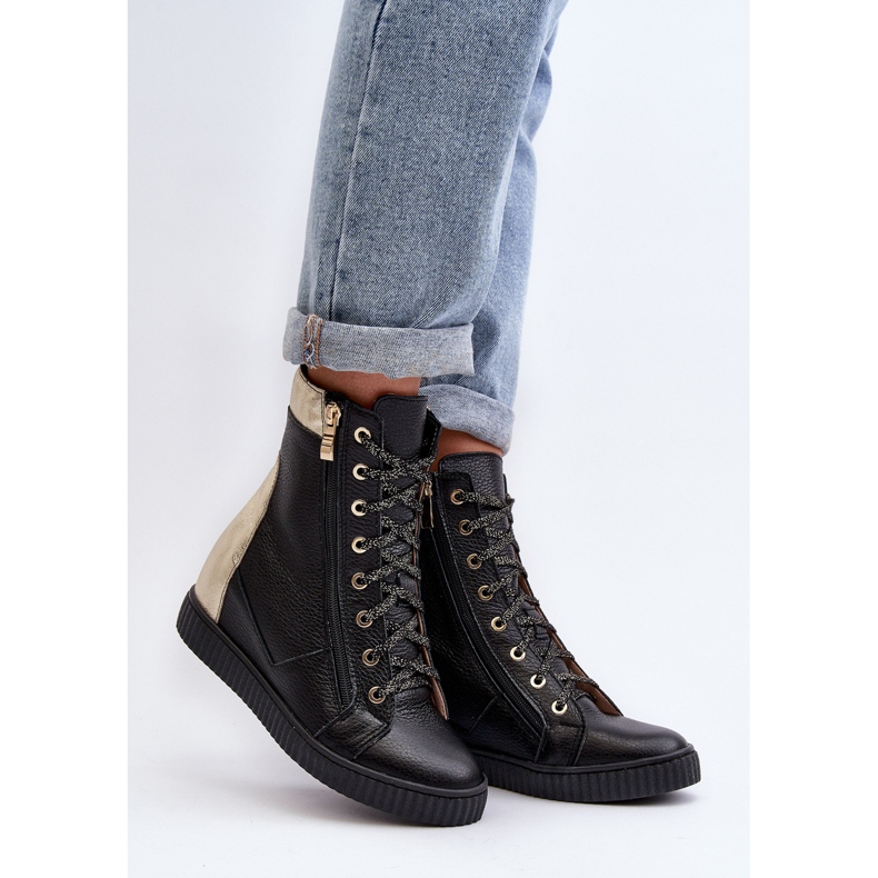 Zazoo 3081 Sneakers i läder, svart 1