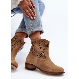 Lewski Shoes Genombrutna ankelstövlar för kvinnor Lewski Skor 3301/2 Beige 1