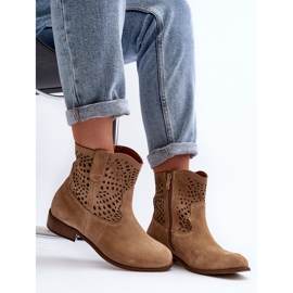 Lewski Shoes Genombrutna ankelstövlar för kvinnor Lewski Skor 3301/2 Beige 2