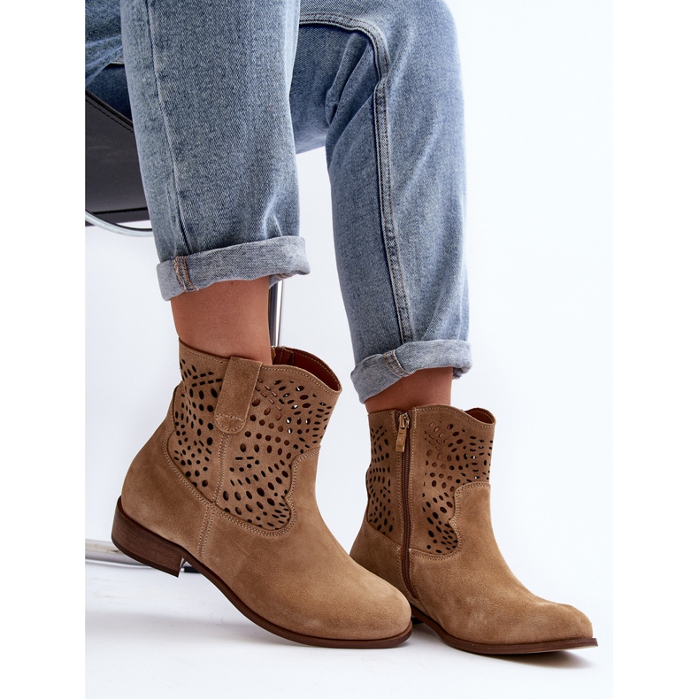 Lewski Shoes Genombrutna ankelstövlar för kvinnor Lewski Skor 3301/2 Beige 2