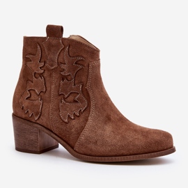 Zazoo 3426 Cowboystövlar i mocka för kvinnor, bruna 2