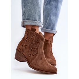 Zazoo 3426 Cowboystövlar i mocka för kvinnor, bruna 8