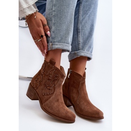 Zazoo 3426 Cowboystövlar i mocka för kvinnor, bruna 1