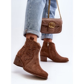 Zazoo 3426 Cowboystövlar i mocka för kvinnor, bruna 5