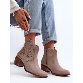Zazoo 3426 Mocka Cappucino Cowboystövlar för kvinnor beige 1