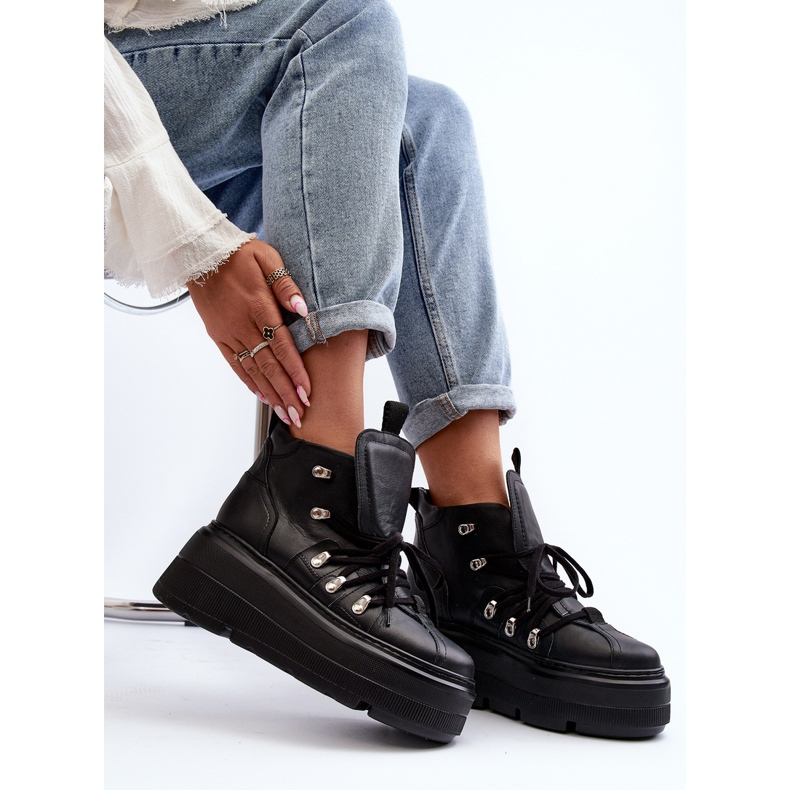 Zazoo 3416 Läder Sportskor Dam Svart 1