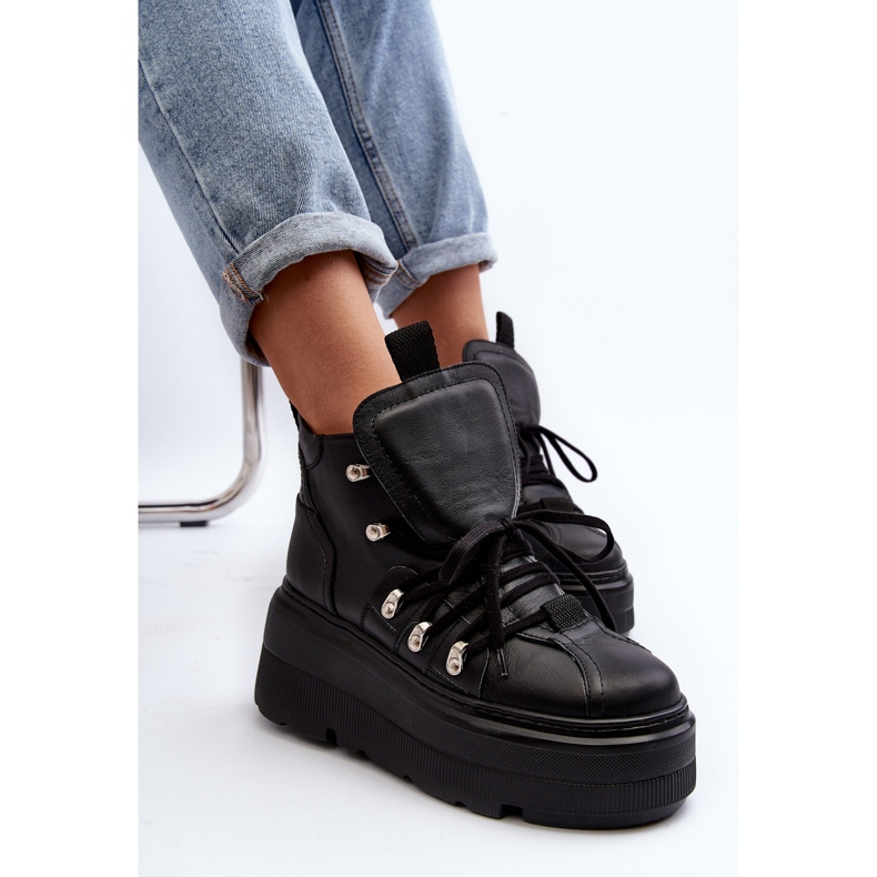 Zazoo 3416 Läder Sportskor Dam Svart 2