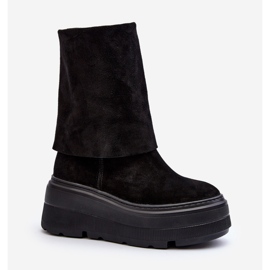 Zazoo 3410 mocka stövlar för kvinnor på en massiv plattform, svart 2
