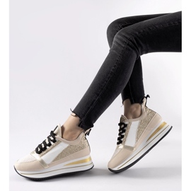 Beige glitter sneakers på Marce-plattformen 1
