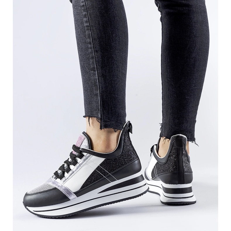 Svarta glitter sneakers på Marce-plattformen 1