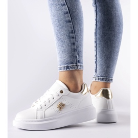 Vita sneakers med Fairfax-applikation i zirkon 1