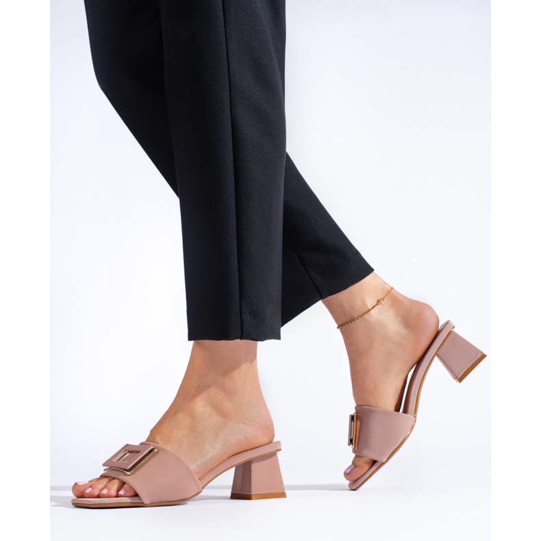 Dammaterial mulor på låg klack Shelovet dammrosa 1