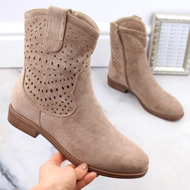 Genombrutna stövlar i beige mocka för kvinnor S.Barski HY66-135 1