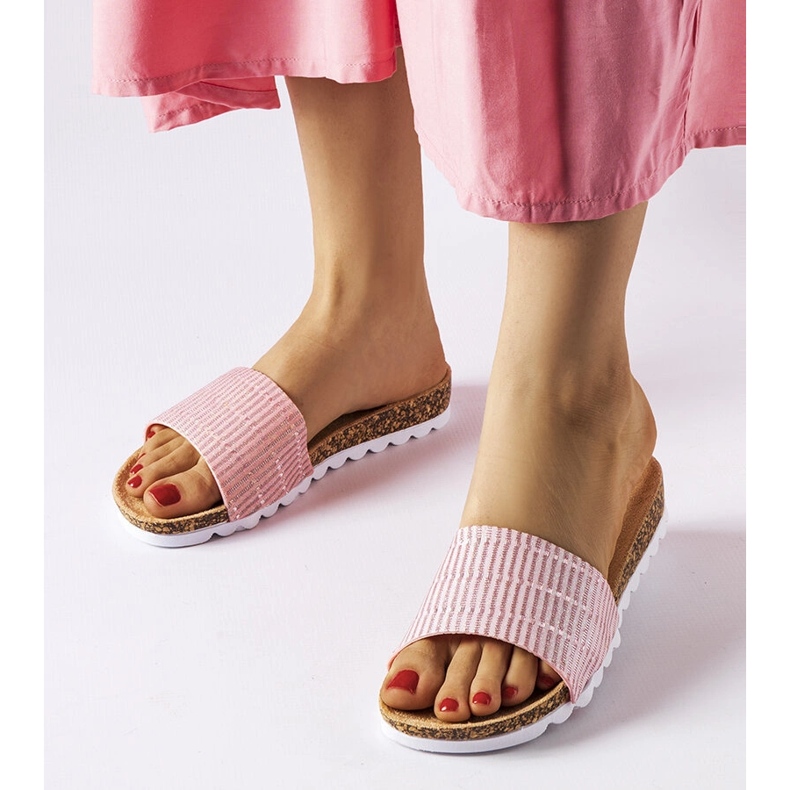 Rosa glänsande Issiglio flip-flops 1