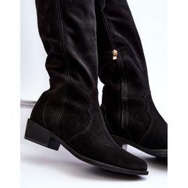 Zazoo 3427 Cowboystövlar i mocka för kvinnor Svarta 2