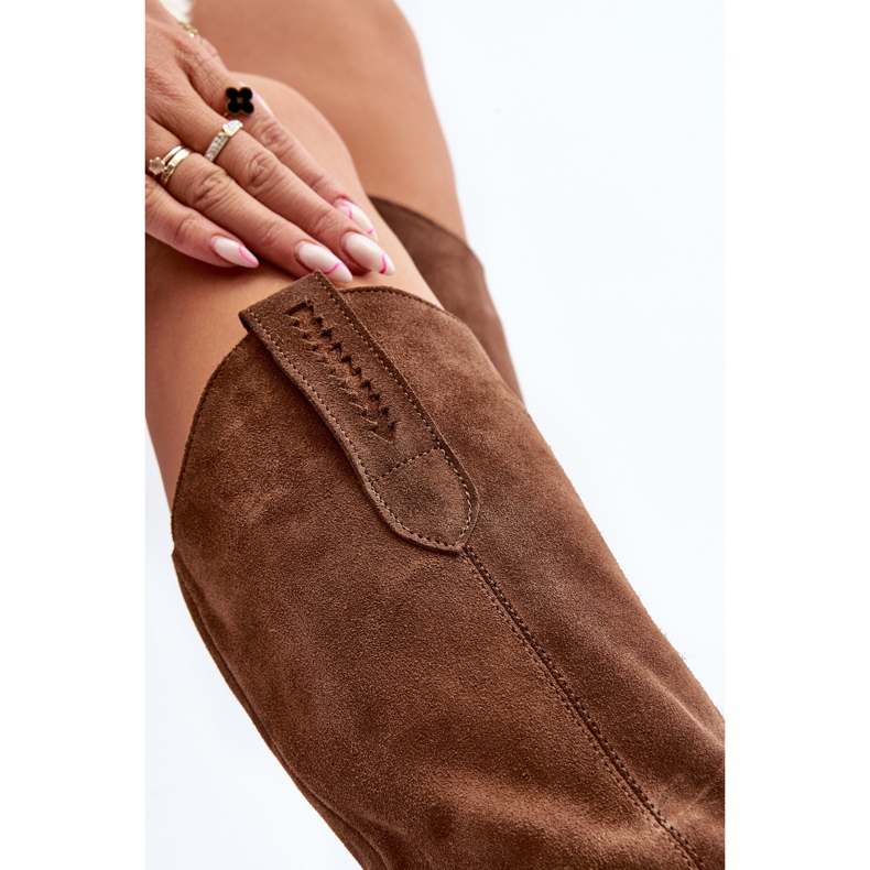 Zazoo 3427 Cowboystövlar i mocka för kvinnor, bruna 1