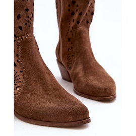 Zazoo 3396 Mocka Openwork Mid-Calf Boots Brun 1