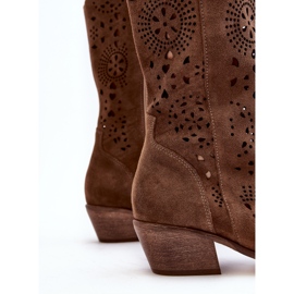 Zazoo 3396 Mocka Openwork Mid-Calf Boots Brun 2