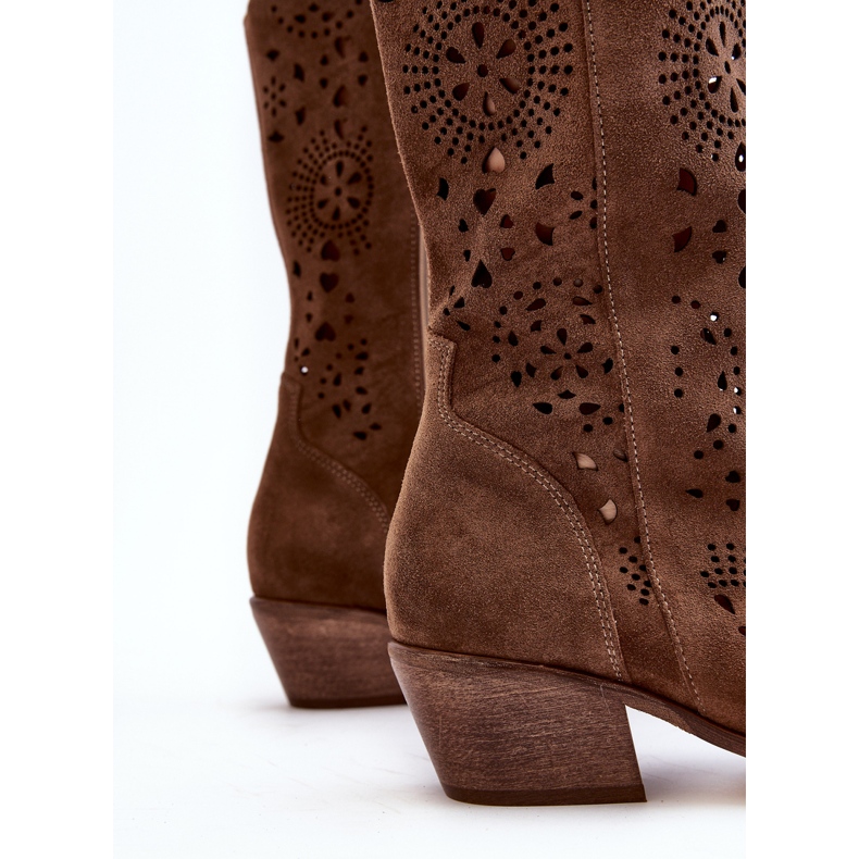 Zazoo 3396 Mocka Openwork Mid-Calf Boots Brun 2