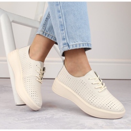 Genombrutna snörskor i läder, beige, Sergio Leone SP018 1