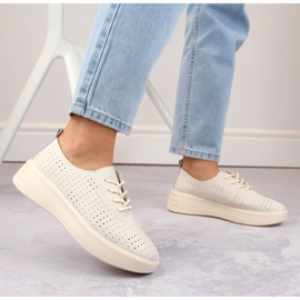 Genombrutna snörskor i läder, beige, Sergio Leone SP018 2