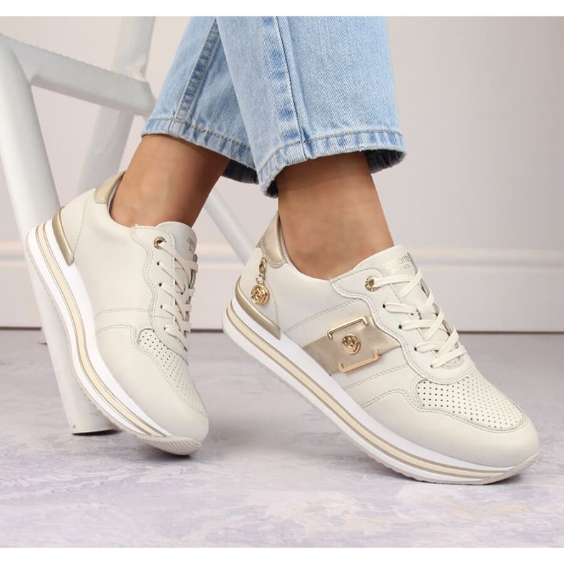 Rieker Remonte W RKR643 beige läderskor 2