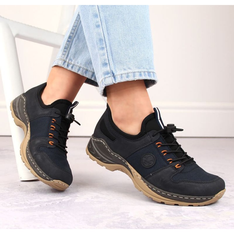 Bekväma Rieker W RKR644 skor, marinblå 2