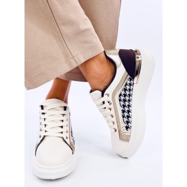 Volyne BEIGE/COFFEE houndstooth sneakers för kvinnor vit 1