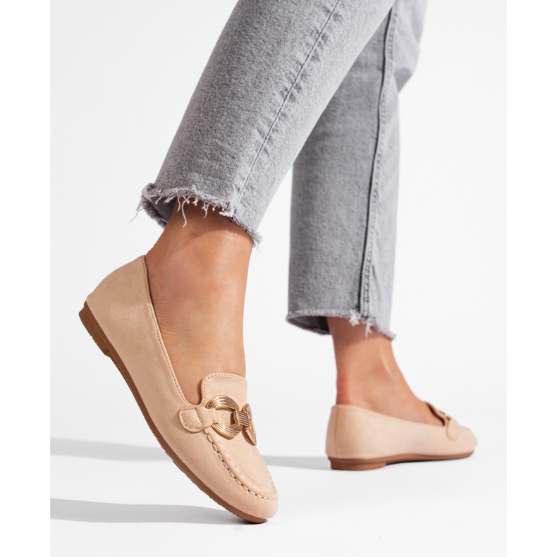 Bekväma Shelovet loafers i beige mocka 2