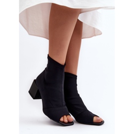 Zazoo 2876 högklackade damstövlar med öppna tår, svart 1