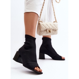 Zazoo 2876 högklackade damstövlar med öppna tår, svart 2