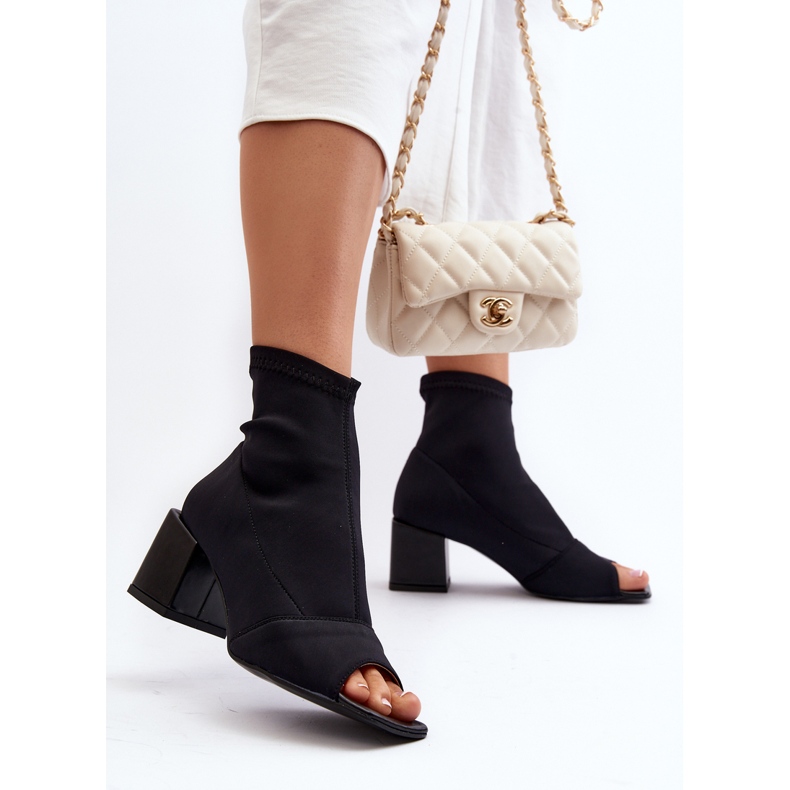 Zazoo 2876 högklackade damstövlar med öppna tår, svart 2