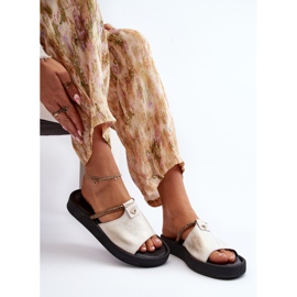 Zazoo 2896 läderflip-flops för kvinnor vit och guld gyllene 1